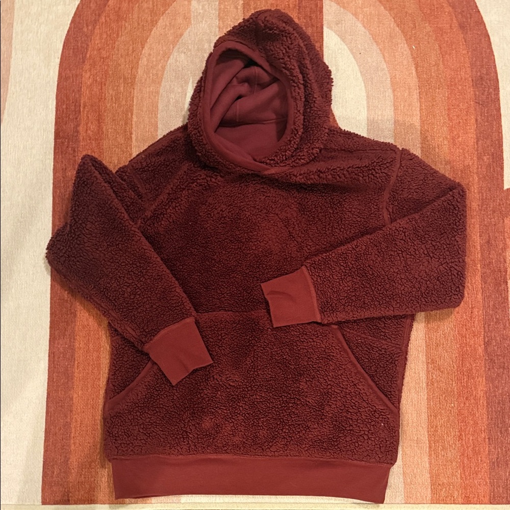 Athleta Cozy Burgundy Sherpa Reversible Hoodie Women’s size M
